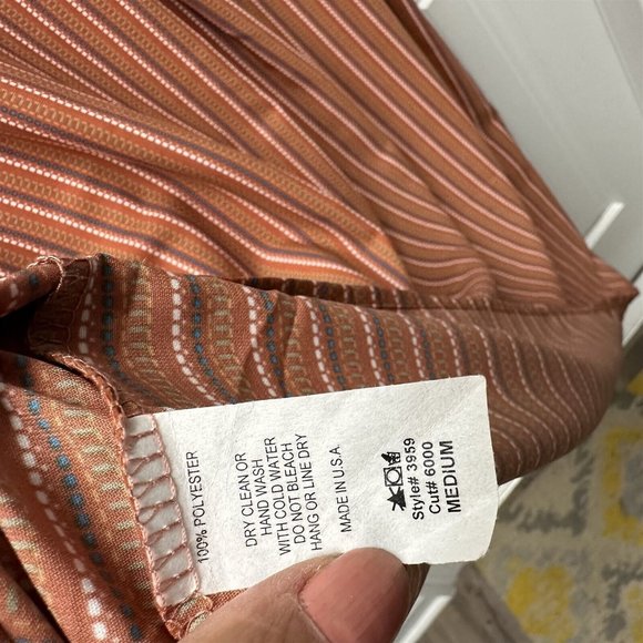 Entro Mini Dress Medium Oversized Orange Brown Flowy Boxy Pockets Popover - Picture 7 of 8